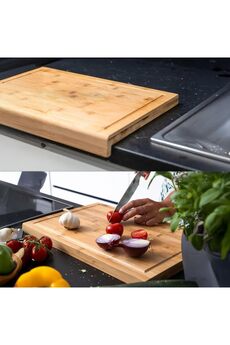 STOREMAX elizzashop Tezgah Üstü Bambu Kesme Tahtası, Kaymaz Ekmek Tahtası, Kenarlı Kesme Tepsisi Orta Boy (35