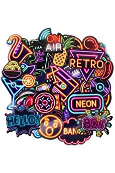 STOREMAX Neon Seti, Laptop ve Kask Çıkartması, Ajanda, Bullet Journal, Retro ve Temalı Kaplama