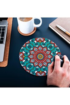 STOREMAX Renkli Mandala Tasarımlı Yuvarlak Mouse Pad - Mousepad - Mouse Pad - Fare Altlığı 1175713
