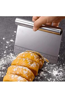 STOREMAX modashine Paslanmaz Çelik Hamur Kesme ve Kazıyıcı Spatula Ölçü Çizgili Pasta Kek Kesici Aparat modas