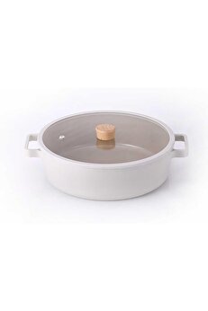 STOREMAX modashine Fika Cam Kapaklı Döküm Sığ Tencere 30 cm D-NEOF230L modascope 1014773