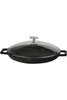 STOREMAX modashine Cam Kapaklı Düz Zeminli Döküm Demir Tava, 26 cm modascope 1014773