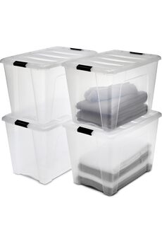 STOREMAX Ohyama, Saklama kutuları, saklama kutusu, çok fonksiyonlu, 4'lü plastik kutu seti, 60 l, kapak,