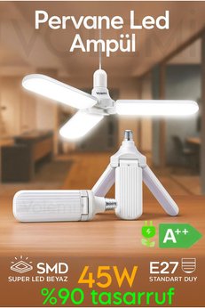 VOLEMİ Ultra Güçlü 3 Kollu 40-45w Ampul Led Aydınlatma Beyaz Işık Led Ampul