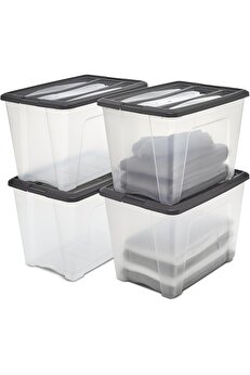 STOREMAX elizzashop Ohyama, Saklama kutuları, saklama kutusu çok fonksiyonlu, 4'lü set plastik kutu 60 L