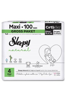 BURCU MODA Sleepy Natural Bebek Bezi Gross Paket 4 Beden 7-14 Kg 100 Adet