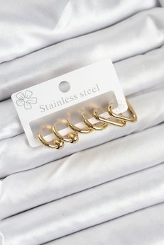 Evimdeyokyok 316L Çelik Gold Renk Kadın Küpe Seti Tj-Bkp11222