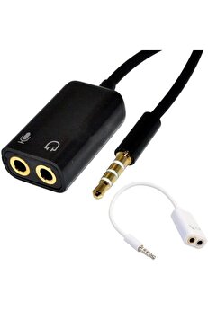 STOREMAX pltnstoreshop Aux 3.5mm Jack Ses Adaptör Mikrofon Kulaklık Çevirici Kablo BEYAZ pltnstoreshop 117573