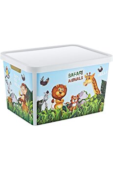 STOREMAX elizzashop Stafi Desenli Çok Amaçlı Kapaklı Kutu 18 LT SAFARİ elizzashop 1174223
