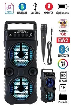 resolut Bluetooth Hoparlör Parti Hoparlörü Karaoke Mikrofon Hediyeli Işıklı Ses Bombası Radyo Usb Sd Girişli