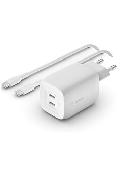 STOREMAX 65W Dual USB Type C Duvar Şarj Cihazı, USB C-C Ara Kablosu Dahil, GaN Teknolojisi ile Hızlı Şarj Güç