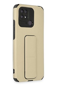 Buti̇k Xi̇aomi̇ Redmi̇ 10C Kılıf Mega Standlı Si̇li̇kon - Gold-(5796)