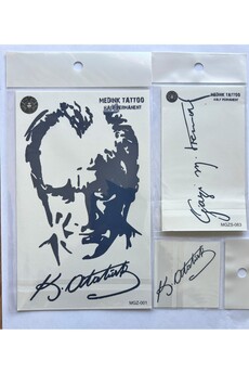 Airbrush Tattoo 3 Adet Birden Atatürk Dövmesi 2-4 Hafta Kalıcı Yarı Kalıcı Geçici Dövme Seti