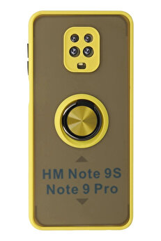 Buti̇k Xi̇aomi̇ Redmi̇ Note 9 Pro Kılıf Montreal Yüzüklü Si̇li̇kon Kapak - Sarı-(5796)