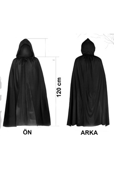 Ethab Ti̇caret Si̇yah Uzun Peleri̇n 120 Cm Kapüşonlu