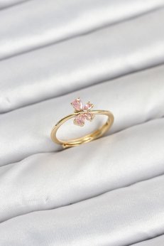 Evimdeyokyok Pirinç Gold Renk Pembe Kadın Yüzük Tj-Byk3870