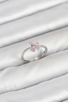 Evimdeyokyok Pirinç Gümüş Renk Pembe Kadın Yüzük Tj-Byk3871