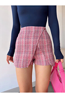 Ymywear Kapaklı Tüvi̇t Şort Etek Kırmızı