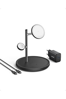 STOREMAX 3'ü 1 Arada Şarj İstasyonu, Qi2 Sertifikalı 15W Uyumlu Kablosuz Şarj,, 15/14 için,, 9 (40W USB-