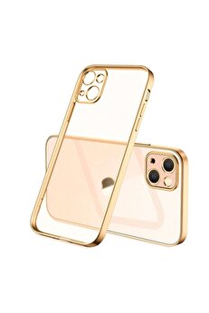 Buti̇k İphone 13 Mi̇ni̇ Renkli̇ Kenar Şeffaf Kılıf Kamera Korumalı Si̇li̇kon Kılıf-(5775)