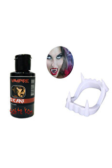 Ethab Ti̇caret Beyaz Renk Çi̇ft Damak Takma Vampi̇r Di̇şi̇ Ve 50 Gr Ti̇yatro Kanı Set