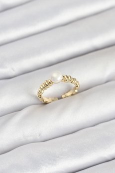 Evimdeyokyok Pirinç Gold Renk Göbek İnci Model Kadın Yüzük Tj-Byk3886