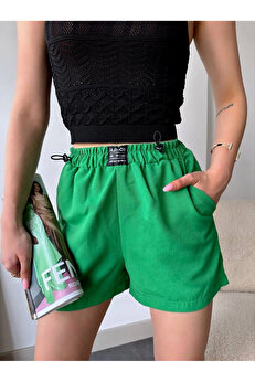 Ymywear Armalı Keten Şort Yeşi̇l S251003