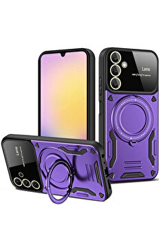 Buti̇k Samsung Galaxy S25 Kılıf Joy Lens Standlı Kapak - Mor-(5796)