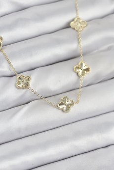 Evimdeyokyok Pirinç Gold Renk Yonca Kadın Kolye - Tj-Bko10561