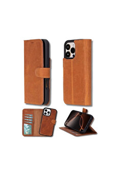Yıldızınızzz accessory Art Apple Iphone 16 Pro Max Uyumlu, Hakiki Deri, El Yapımı, Cüzdanlı Kılıf, Karamel Lab
