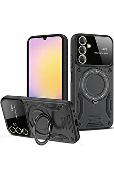 Buti̇k Samsung Galaxy S25 Plus Kılıf Joy Lens Standlı Kapak - Si̇yah-(5796)