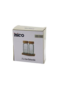 Go İthalat 2Pcs Bambu Kapaklı Cam Tuzluk - Bi̇berli̇k - Baharatlık 120Ml (4989)