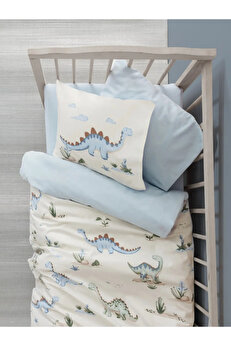 gizmurstore BUĞZ Cotton Box Bebek Nevresim Takımı Dinora Mavi
