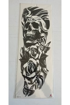 Airbrush Tattoo Güllü Kafa 1 Hafta Kalıcı Tam Kol Bacak Yapıştırma Geçici Dövme 46 Cm