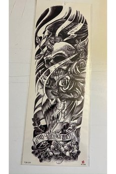 Airbrush Tattoo Kuru Kafa Kartal 1 Hafta Kalıcı Tam Kol Bacak Yapıştırma Geçici Dövme 46 Cm