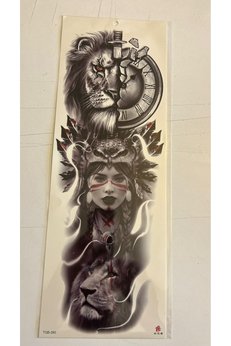 Airbrush Tattoo Aslan Kız 1 Hafta Kalıcı Tam Kol Kaplama Bacak Yapıştırma Geçici Dövme 46 Cm