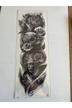 Airbrush Tattoo Baykuş 1 Hafta Kalıcı Tam Kol Kaplama Bacak Yapıştırma Geçici Dövme 46 Cm