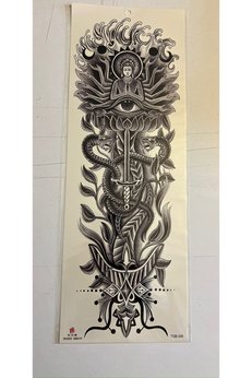Airbrush Tattoo Yoga 1 Hafta Kalıcı Tam Kol Bacak Yapıştırma Geçici Dövme 46 Cm