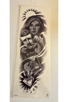Airbrush Tattoo İskambil 1 Hafta Kalıcı Tam Kol Bacak Yapıştırma Geçici Dövme 46 Cm