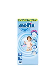 Toptan Bulurum Molfix Bebek Bezi Ultra Fırsat Paketi 6 Beden 15+ Kg 62 Adet