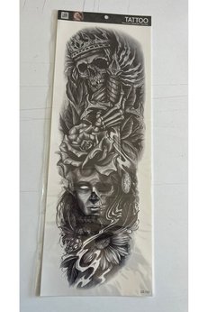 Airbrush Tattoo Kral Kuru Kafa 1 Hafta Kalıcı Tam Kol Kaplama Bacak Yapıştırma Geçici Dövme 46 Cm