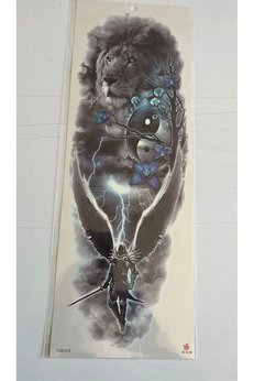 Airbrush Tattoo Mavi Çiçekler 1 Hafta Kalıcı Tam Kol Kaplama Bacak Yapıştırma Geçici Dövme 46 Cm