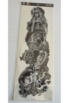 Airbrush Tattoo Dini Semboller 1 Hafta Kalıcı Tam Kol Kaplama Bacak Yapıştırma Geçici Dövme 46 Cm
