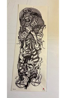 Airbrush Tattoo Aslan Kral 1 Hafta Kalıcı Tam Kol Bacak Yapıştırma Geçici Dövme 46 Cm