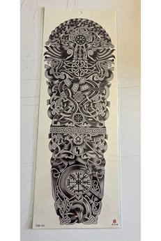 Airbrush Tattoo Viking 1 Hafta Kalıcı Tam Kol Bacak Yapıştırma Geçici Dövme 46 Cm
