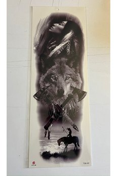 Airbrush Tattoo Kurt Balta 1 Hafta Kalıcı Tam Kol Bacak Yapıştırma Geçici Dövme 46 Cm