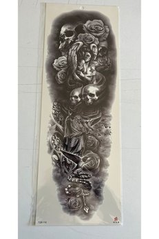 Airbrush Tattoo Ölüm Uçuşu 1 Hafta Kalıcı Tam Kol Bacak Yapıştırma Geçici Dövme 46 Cm