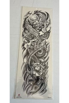 Airbrush Tattoo Kanatlı Dragon 1 Hafta Kalıcı Tam Kol Bacak Yapıştırma Geçici Dövme 46 Cm