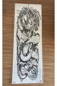 Airbrush Tattoo Dragon 1 Hafta Kalıcı Tam Kol Bacak Yapıştırma Geçici Dövme 46 Cm