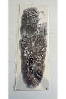 Airbrush Tattoo Mesih Meryem 1 Hafta Kalıcı Tam Kol Bacak Yapıştırma Geçici Dövme 46 Cm